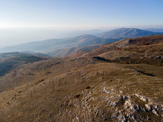 Aerial view of Konyavska mountain near Viden Peak, Bulgaria