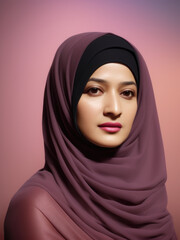 Naklejka premium ethnic woman in hijab, Generative AI