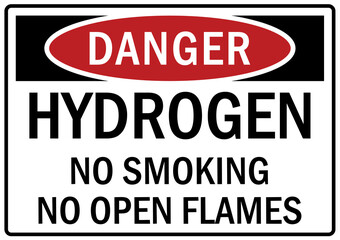 Fototapeta premium Hydrogen hazard sign and labels no smoking no open flame