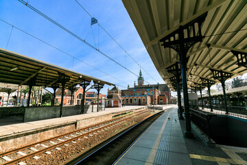 Naklejka premium Platform of the central railway station in Gdansk, Poland — Gdansk Glowny