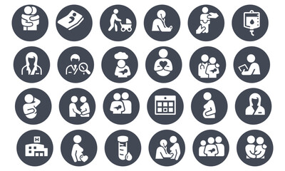  Obstetrician and Pregnancy Icons vector design