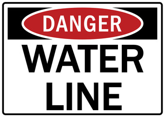 Pipeline sign and labels water line