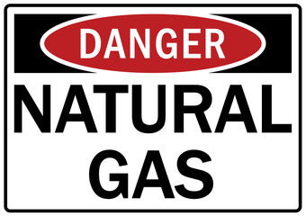 Pipeline sign and labels natural gas