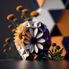 abstract background with flowers color holiday 3d