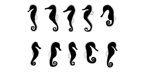 Seahorse Character sea animal on deep background. Wild life illustration. Underwear world. Vector illustration.