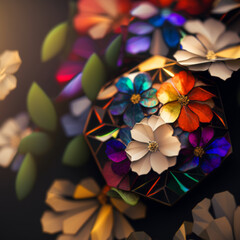 abstract background with flowers color holiday 3d