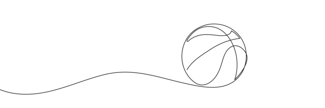 Basketball One Line Art. Continuous Line Drawing Of The Ball