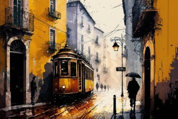 Lisbon painting. Generative Ai