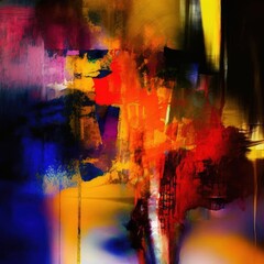 Abstract expressionism colorful oil painting. Generative Ai