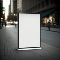 Street outdoor with blank white screen for mockup