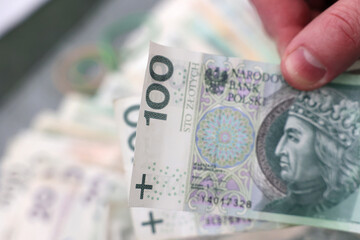 Papierowe pieniądze polska - polski złoty waluta.