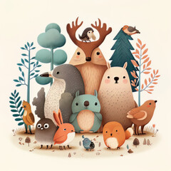Group of forest animals