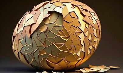  a golden egg with a crack in the middle of it.  generative ai