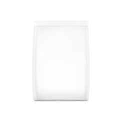 Realistic food bag with gusseted edges. Vector illustration isolated on white background. Front view. Can be use for template your design, presentation, promo, ad. EPS 10.	