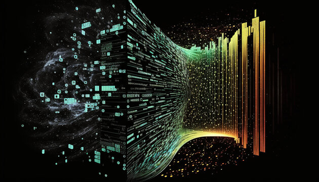 abstract background, data flowing though the space