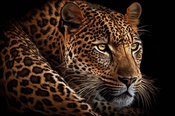 Fototapeta na wymiar gorgeous depiction of a carnivorous creature. Masculine Leopard. Generative AI