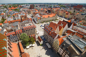 Naklejka premium Panorama view on the historical city center of Wroclaw in Poland