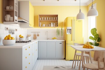 Fototapeta premium kitchen interior with plant Interior Design 3d Illustration Created by Generative AI