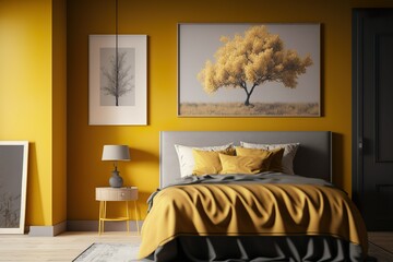 Modern Bedroom Interior Design 3d Illustration Created by Generative AI
