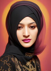 ethnic woman in hijab, Generative AI