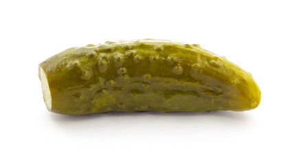 Pickled cucumber on white isolated background with shadow