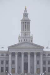Denver Colorado City Council Building During a Winter Snowstorm