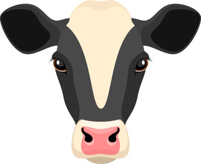 Vector illustration of a black and white cow or calf face.