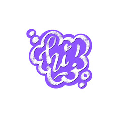Hi word speech bubble icon symbol. Web design. Sticker design. Hand drawn vector lettering bright color clip-art.