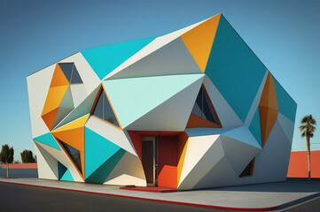 Geometric architecture with bright colors