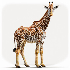 Obraz premium Giraffe isolated on white illustration, water splash, created with Generative AI technology