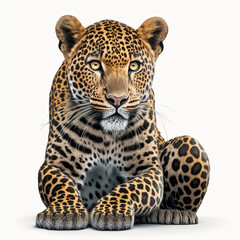 Leopard isolated on white illustration created with Generative AI technology
