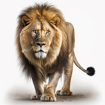 Portrait of a lion isolated on white illustration created with Generative AI technology © Alexandre