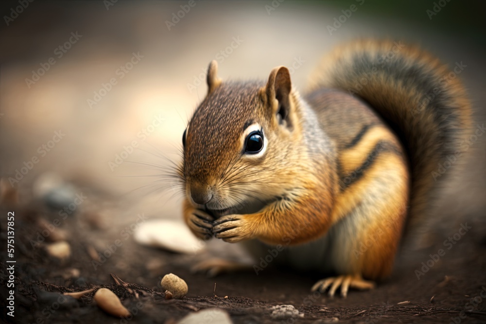 Poster an up-close look at a little squirrel munching on some generative ai