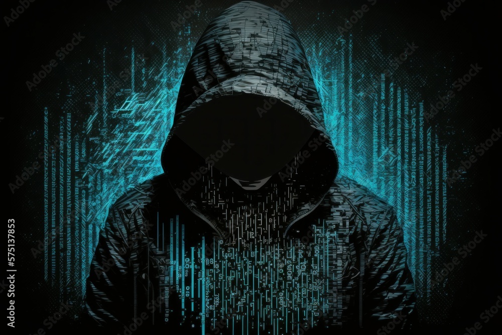 Poster web hacker in a hood. ai generated, human enhanced. background