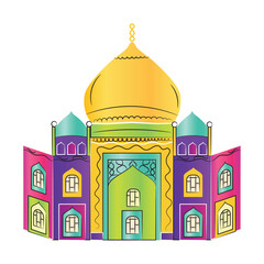 Isolated colored hindu mosque building Vector