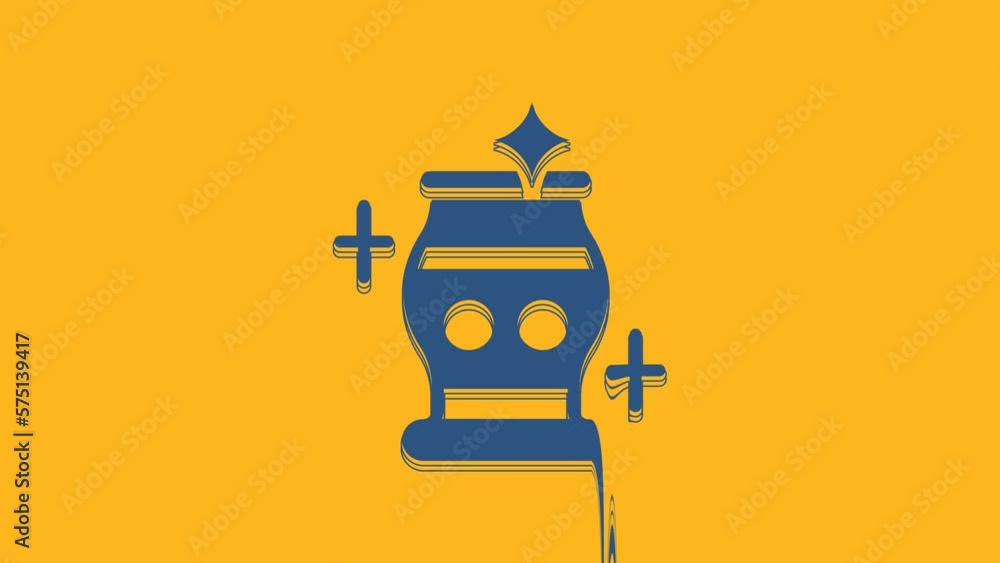 Sticker blue clean vase icon isolated on orange background. 4k video motion graphic animation