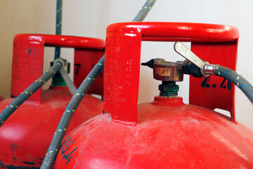 liquid petroleum gas (LPG) cylinders stored in a chamber