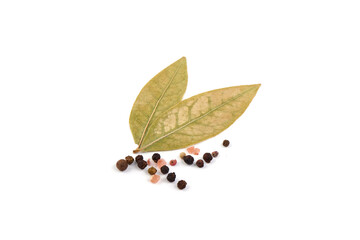 Bay leaves, isolated on white background.