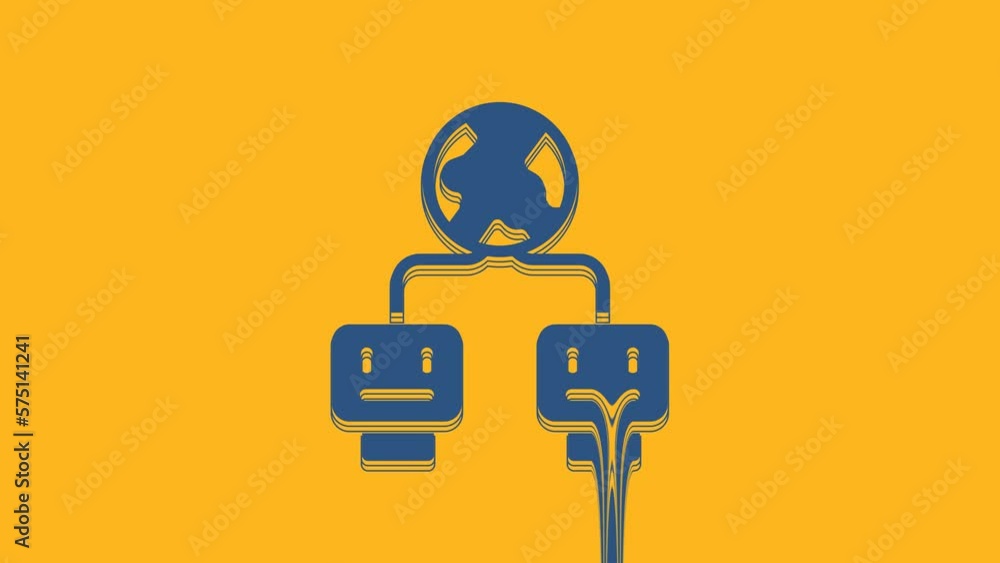 Poster blue artificial intelligence icon isolated on orange background. machine learning, cloud computing, 