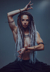 Ethnic woman with long hair portrait