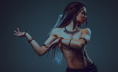 Ethnic woman with long hair portrait