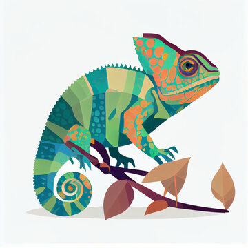 Vector illustration of an chameleon, created with Generative AI technology