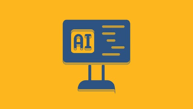 Blue Software, web developer programming code icon isolated on orange background. Javascript computer script random parts of program code. 4K Video motion graphic animation