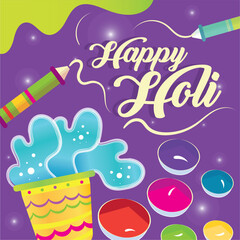Colored holi festival poster with paint and pencils Vector