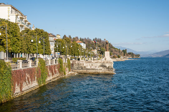 landscape of the lakeside of Intra and the Lake Maggiore