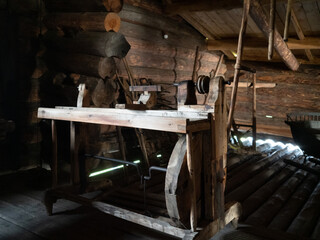 Reconstruction of a peasant house, interior, on Kizhi Island, Karelia, northern Russia