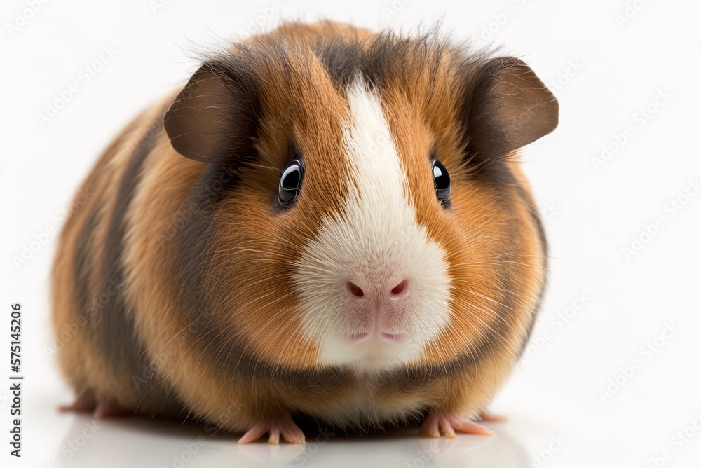 Poster isolated guinea pig in closeup on white background generative ai