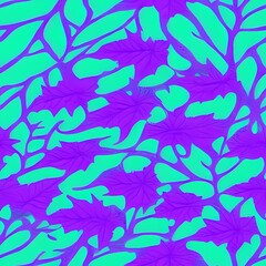 Fototapeta na wymiar Green, blue and purple leaves created with generative ai technology