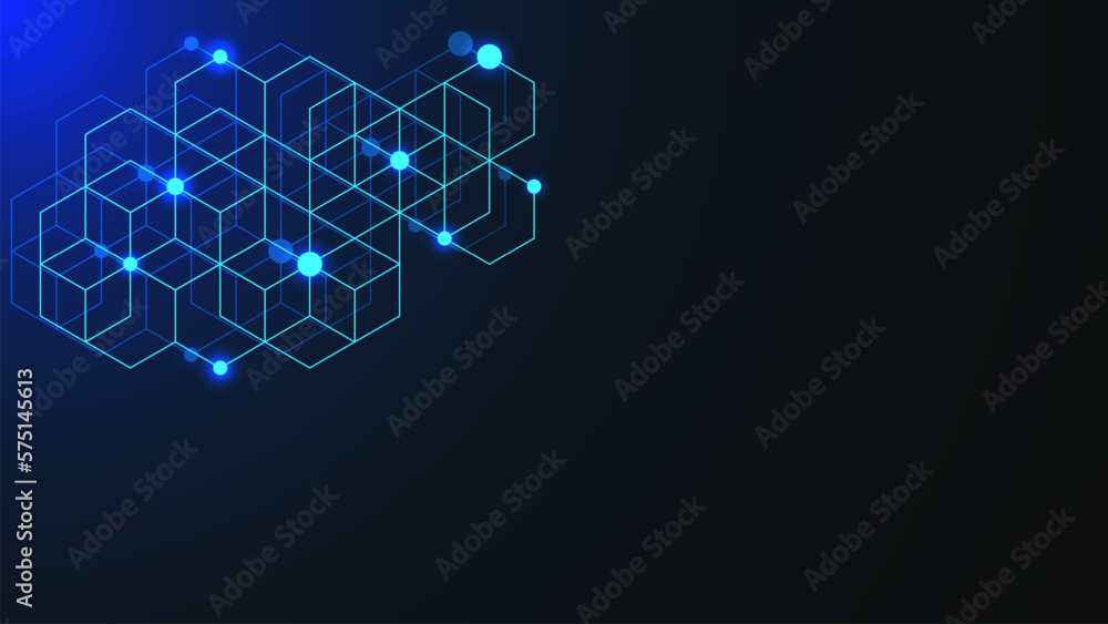 Poster abstract hexagonal for network connection, big data digital concept background template design.