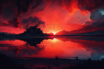 Red Sky: A Fiery and Dramatic Scene